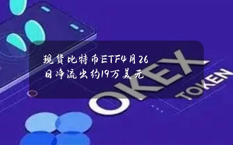 现货比特币ETF4月26日净流出约1.9万美元