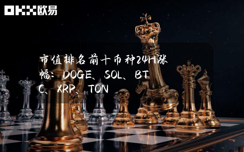 市值排名前十币种24H涨幅：DOGE、SOL、BTC、XRP、TON