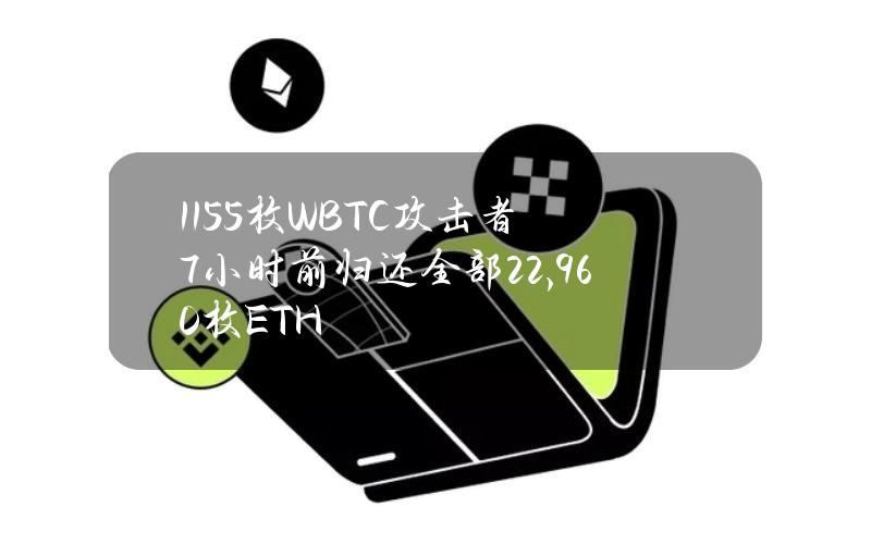 1155枚WBTC攻击者7小时前归还全部22,960枚ETH