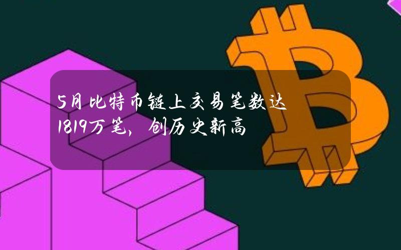 5月比特币链上交易笔数达1819万笔，创历史新高