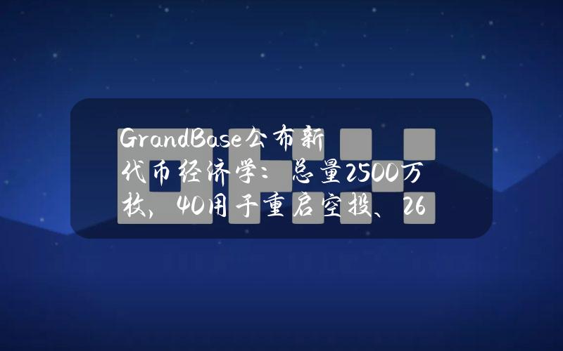 GrandBase公布新代币经济学：总量2500万枚，40%用于重启空投、26.88%用于社区空投