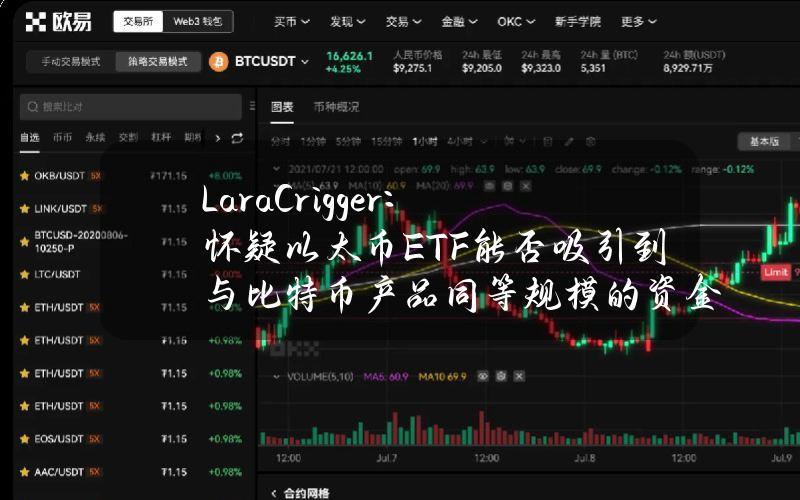 LaraCrigger：怀疑以太币ETF能否吸引到与比特币产品同等规模的资金流入